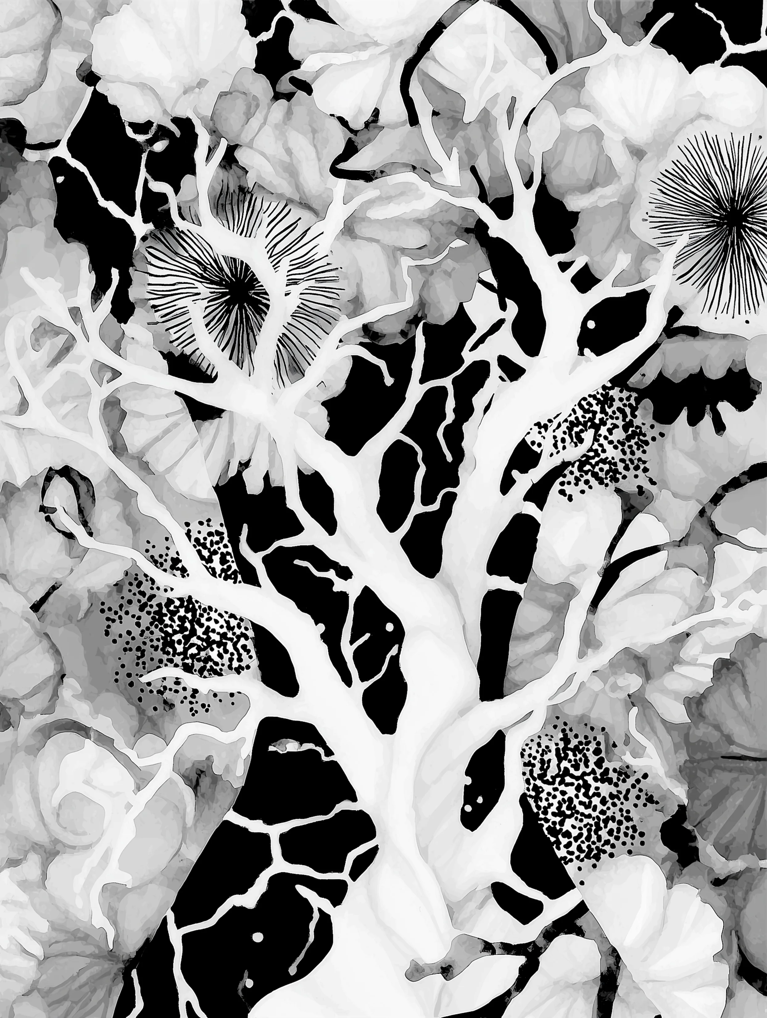 Free printable dead tree coloring page for adults featuring warped dead tree